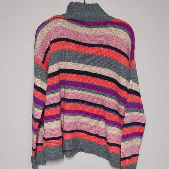 Chaps Mock Neck Striped Sweater - Picture 3 of 5